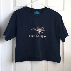 Cabo San Lucas Mexico dark blue crop shirt
